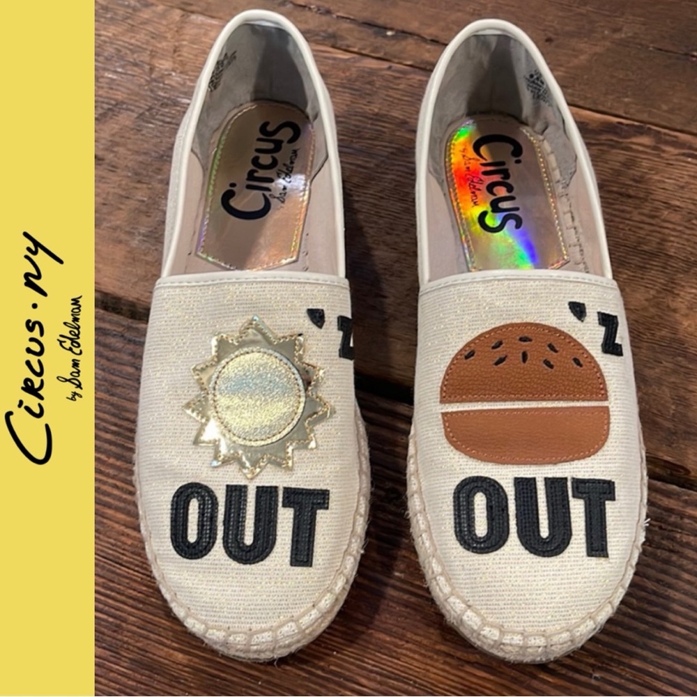 CIRCUS BY SAM EDELMAN LENI 3 ESPADRILLES SUN’Z OUT BUN’Z OUT SLIP ON FLATS
